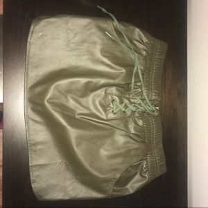 Green faux leather skirt